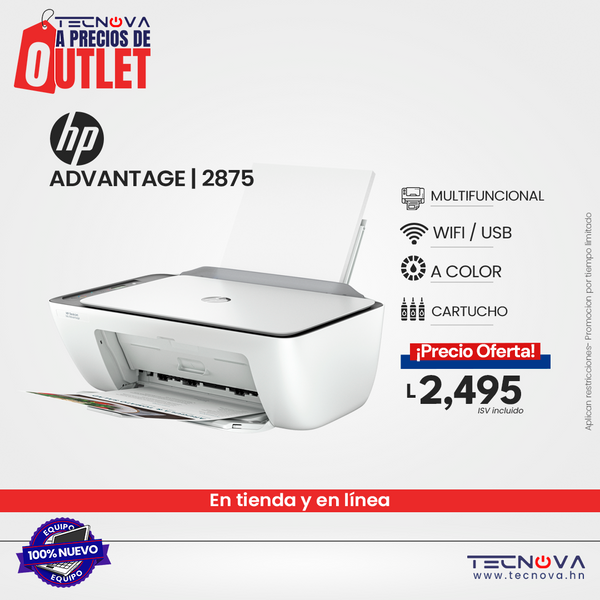 HP Deskjet Ink Multifuncional Advantage 2875 AIO 7.5/5.5ppm 110/220v