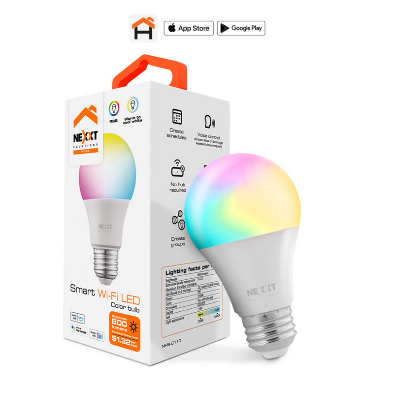 Nexxt Home NHB-C110 Smart LED Bulb RGB Color 110V