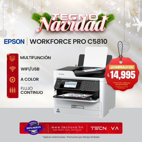 Epson Impresora WorkForce Pro C5810/Impresora multifuncional a color/ WiFi 25ppm,/ Imprime/ Copia/ Escanea/ Fax/ Ethernet