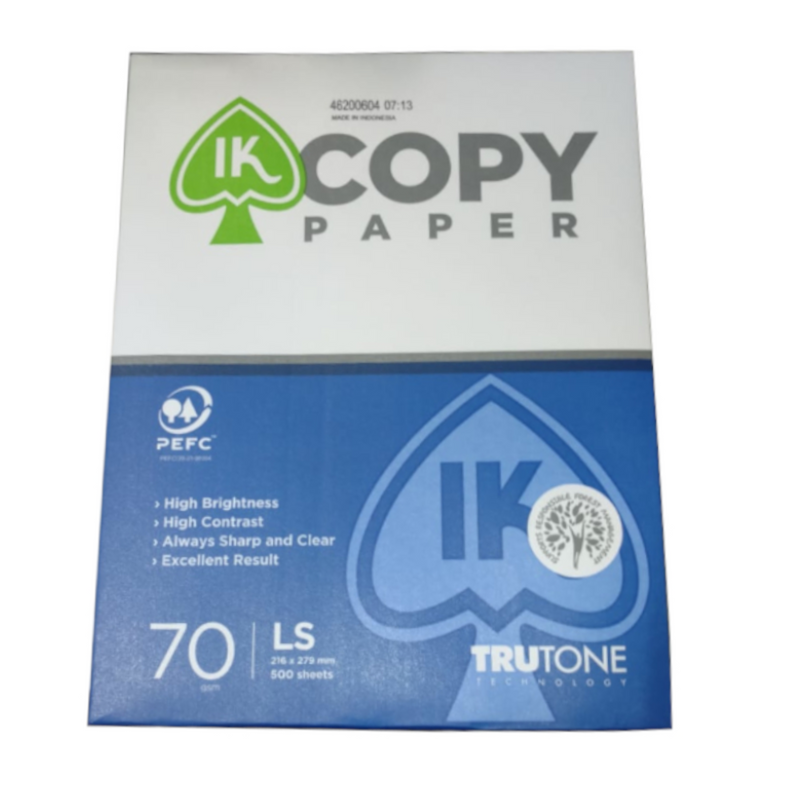 IK Resma papel bond blanco tamaño carta 8.5"x11" 70gsm 500 páginas
